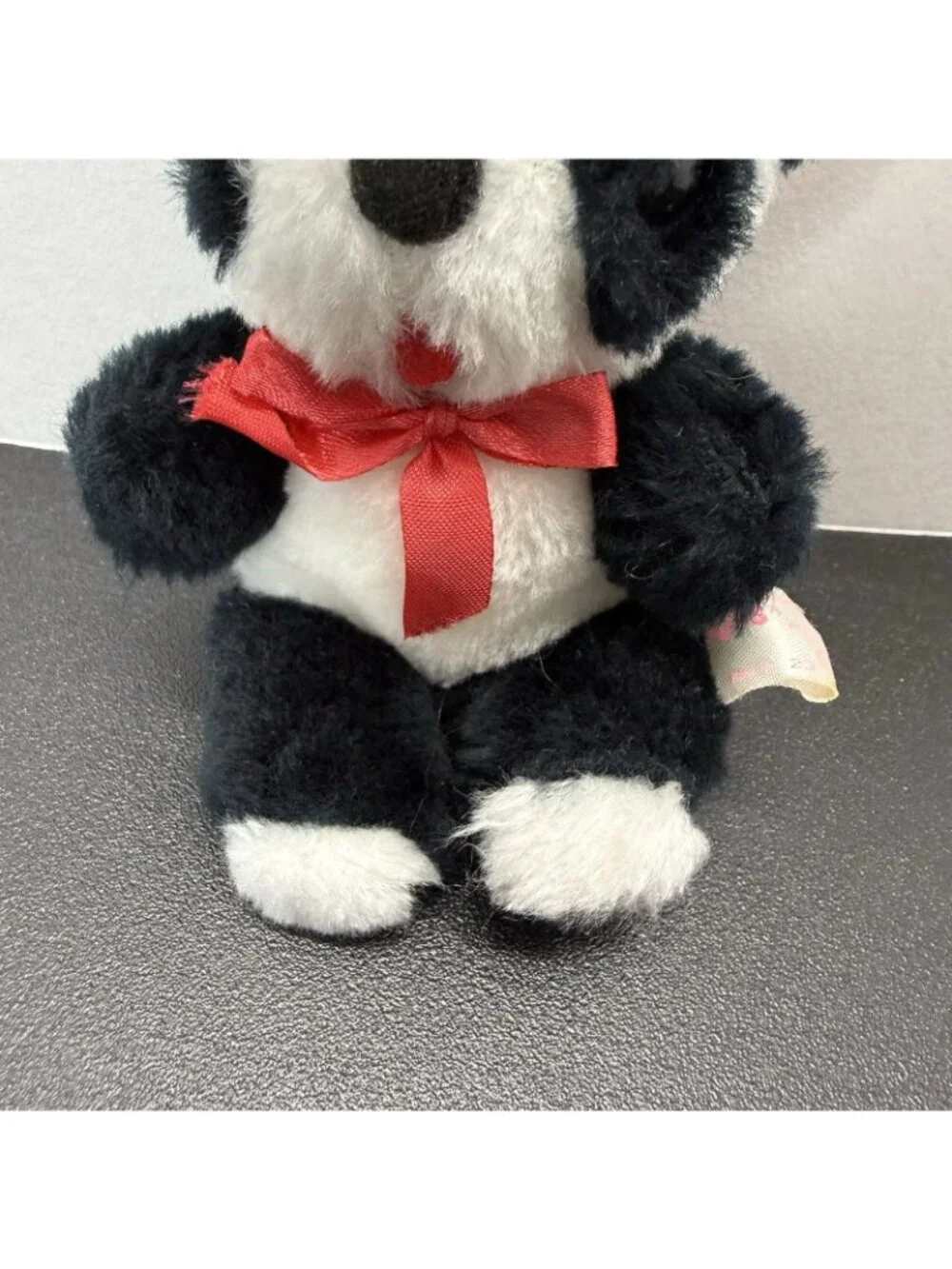Russ Berrie Vintage Panda Bear Plush Black White Small 4.5” Korea 231
